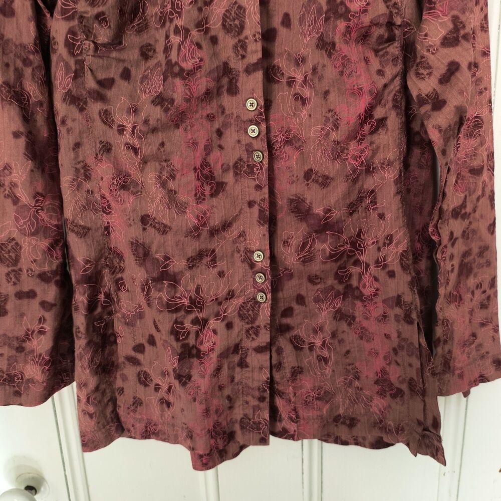 Mountain Hardwear Womens Top 12 Purple Pink Floral Cotton Button-up Office - Picture 4 of 13
